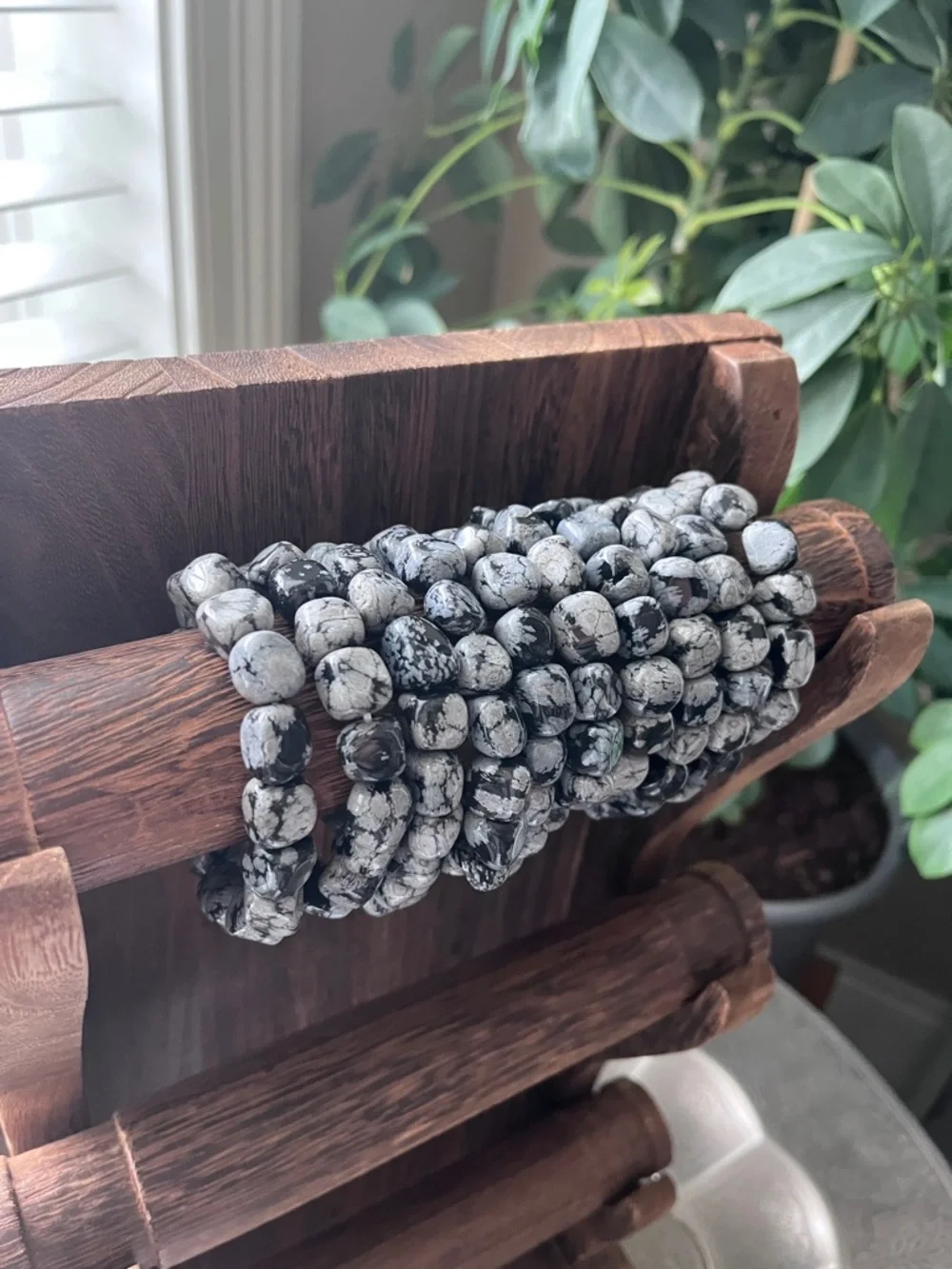 Snowflake Obsidian Tumble Bracelet - Picture 4 of 5